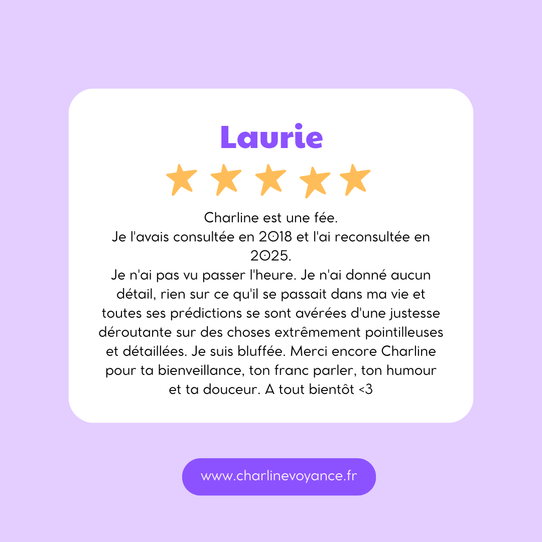 Découvrez les avis de clients satisfaits de leur consultation de voyance par téléphone avec Charline, guidance claire et bienveillante.